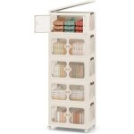 Costway - bote rangement plastique 265 l, 5 caisses pliables avec couvercles, 4 roulettes, boite de ...