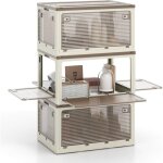 Boîte rangement plastique 292l, 3 caisses de rangement pliables avec petite roulettes, 5 côtés rabattables, ... Boîte rangement plastique 292l, 3 caisses de rangement pliables avec petite roulettes, 5 côtés rabattables, ...