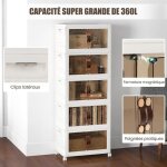 Costway - boîte rangement plastique316l, 5 caisses pliables avec couvercles et 4 roulettes, boite de ... Costway - boîte rangement plastique316l, 5 caisses pliables avec couvercles et 4 roulettes, boite de ...