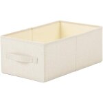 Bo�te de rangement pliable en coton et lin beige 47 cm � 27 cm � 20 cm, bo�te de rangement lavable avec ...