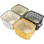 Fei yu - boîte de rangement pliable lin tissu bureau rangé stockage, lot de 4 paniers de rangement carrés ... Fei yu - boîte de rangement pliable lin tissu bureau rangé stockage, lot de 4 paniers de rangement carrés ...
