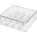 Bo�te de rangement pour sachets de th�, grande capacit�, 12 compartiments en pet transparent, avec couvercle ...
