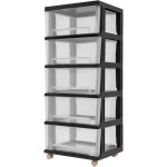 Bo�te de rangement � tiroirs en plastique � 5 niveaux de 40 cm avec roulettes, armoire de rangement verticale, ...