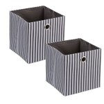 Relaxdays - boîtes de rangement en tissu, lot de 2, rayures blanches, hxlxp: 30, 5 x 30 x 30 cm, pliables, ... Relaxdays - boîtes de rangement en tissu, lot de 2, rayures blanches, hxlxp: 30, 5 x 30 x 30 cm, pliables, ...