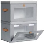 Bo�te de rangement pour v�tements grise 423028cm 2 grandes armoires avec couvercle avec poign�e et fen�tre ...