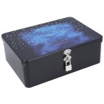 Bo�te de rangement - - vintage en acier �tam� - cadenas - motif ciel �toil� - 24, 5 x 18 x 8, 5 cm