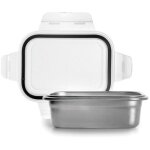 Bo�te rectangulaire en acier inoxydable avec couvercle herm�tique - 400 ml