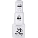 Bo�tes relaxdays pour pommes de terre, oignons et ail, lot de 3, m�tal blanc, avec couvercles et a�rations ...