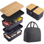 Boite a repas noire avec couverts et sac isotherme, ideal pour adulte et etudiants, pour le travail, ... Boite a repas noire avec couverts et sac isotherme, ideal pour adulte et etudiants, pour le travail, ...