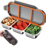 Bo�te � sandwich en acier inoxydable pour enfant avec 3 compartiments, 26, 2 x 10, 3 x 4 cm, bo�te � ...