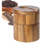 [jamais utilis]bote de sel en bois - rcipient de sel construit bote au sel rond  double couche et ...