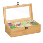 Bote  th 10 compartiments, rangement sachets perfusions, bambou, 10 x 29, 5 x 17 cm, naturel - relaxdays ...