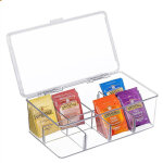 Bo�te � th� acrylique avec couvercle, grand format compartiment� pour sachets