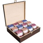 Bo�te � th� avec 12 compartiments marron 29 x 25 x 7, 5 cm