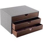 Bo�te � tiroirs de bureau � domicile avec 3 compartiments a4 ferm�s en cuir pu, organisateur de bijoux, ...