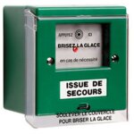 Boitier bris de glace vert 2 contacts exidom 400 dclencheur manuel pour issue de secours