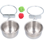 Bol d'alimentation pour perroquet en acier inoxydable avec boule en rotin pour petits animaux hamster ...