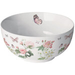 Bol blanc en porcelaine roses et papillons