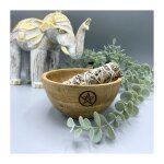 Bol en bois pour bavures et offrandes rituelles - pentagone - 14x7 cm - vendu par 1