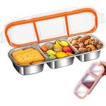 Bols � go�ter en acier inoxydable pour enfants, bols en m�tal avec 3 compartiments et couvercles, bo�tes ...