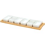 Bols en porcelaine pour les collations aion, 9 �l�ments sur un plateau en bambou.