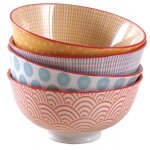 Bol en porcelaine motifs color�s (lot de 4) 280 ml