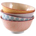 Bol en porcelaine motifs colors (lot de 4) 640 ml