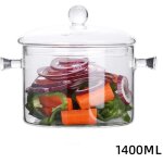 Bol en verre de 1400 ml avec couvercle, saladier, bol de service, bol  fruits, bol  dessert, transparent ...