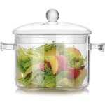 Bol en verre de 1900 ml avec couvercle, saladier, bol de service, bol  fruits, bol  dessert, transparent ...