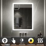 Boleo miroir led lumineux fonctions tactiles + antibu�e dimensions - 60 x 80 cm