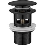 Bombe vidage salle de bain, bonde lavabo avec trop plein, pop up, noir, m