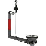Bonde automatique vier  commande, chrom, trop plein rond et bouton poussoir
