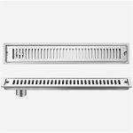 Bonde de douche � l'italienne avec filtre � cheveux, en acier inoxydable, 10 x 60 cm