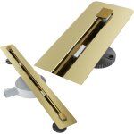 Granitan - bonde de douche sous carrelage 60 cm siphon de douche en acier inoxydable luno gold 85031086 ...