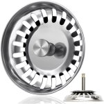 Bonde d'�vier de 82 mm en acier inoxydable avec bouchon, panier de 56 � 75 mm de profondeur dans l'�vacuation, ...