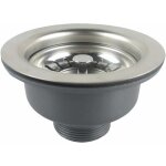 Bonde d'vier sans trop plein panier inox  110 mm 1, acier inoxydable + abs, bonde + panier