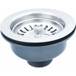 Bonde d'évier sans trop plein panier inox ø 114 mm 1½', acier inoxydable + abs, bonde + panier Bonde d'évier sans trop plein panier inox ø 114 mm 1½', acier inoxydable + abs, bonde + panier