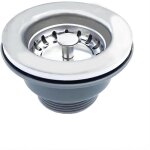 Bonde d'vier sans trop plein panier inox  85 mm 1', acier inoxydable + pvc, bonde + panier