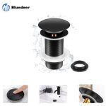 Bluedeer - bonde de lavabo noir sans trop plein, bonde de lavabo pop up noir universelle, bonde de vidage ...
