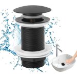 Treetalk - bonde de lavabo noir sans trop plein, bonde de lavabo sans trop plein universelle normes - ...