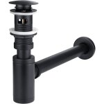 Bonde pop up lavabo siphon � bouteille r�glable noir filetage g1 1 4 avec trop plein anti odeur kit complet ...