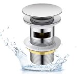 Bonde universelle pop - up avec trop - plein automatique, tube de vidange en laiton chrom�, grand couvercle ...