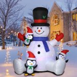 Bonhomme de neige gonflable de nol de 7 pieds avec pingouins gonflables dcoration de jardin extrieure ...