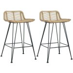 Bonnevie - lot de 2 chaises de bar tabourets de bar tabourets hauts rotin naturel bgt45803