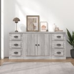 Bonnevie - buffets 3 pcs meuble de rangement commode bahut sonoma gris bois d'ingnierie 99585