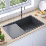 Chic vier, evier 1 bac, lavabo de cuisine fait main noir acier inoxydable - 34275