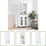 The living store buffet haut blanc 69, 5x34x180 cm bois d'ingnierie - buffet design moderne - meuble ...
