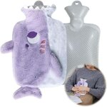 Borsa dell'acqua calda in peluche, borsa dell'acqua calda con rivestimento morbido, borsa dell'acqua ...