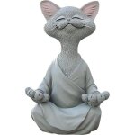 Bouddha chat statue, yoga bouddha zen chat mditation chat statue, statue de chat zen happy cat buddha ...