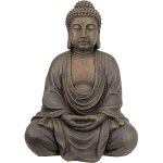 Bouddha mditatif du grand temple statue de jardin, moyen 66 cm, polyrsine, pierre grise, marron